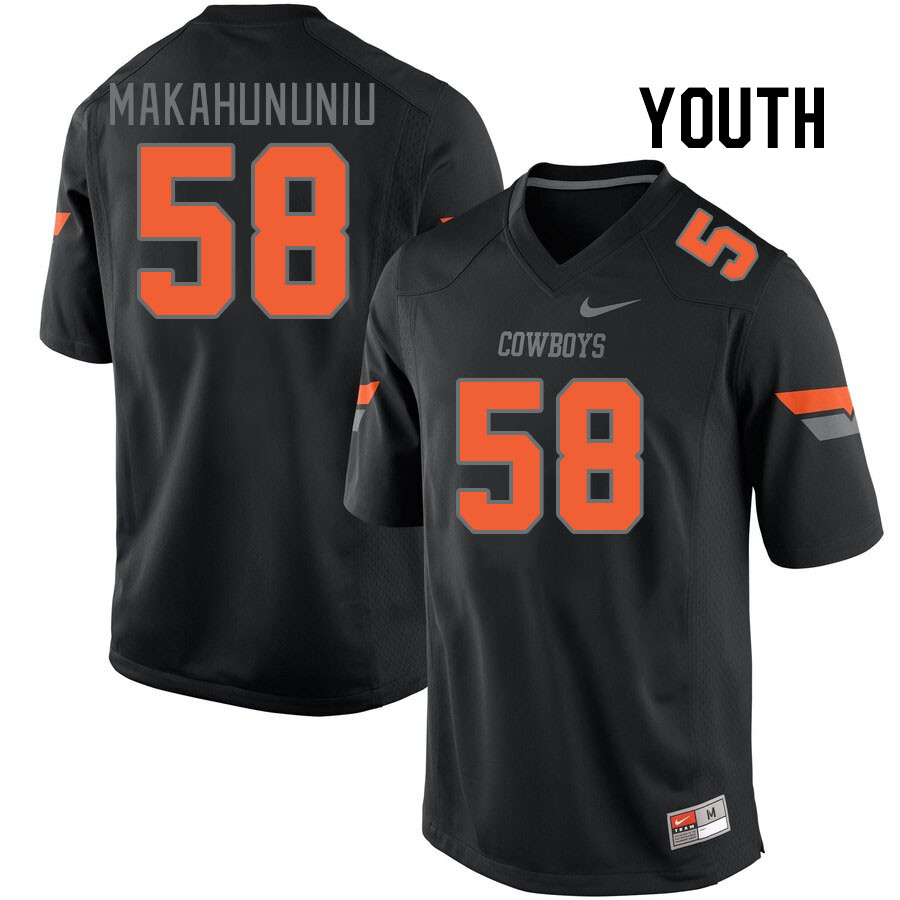 Youth #58 Viliami Makahununiu Oklahoma State Cowboys College Football Jerseys Stitched-Black